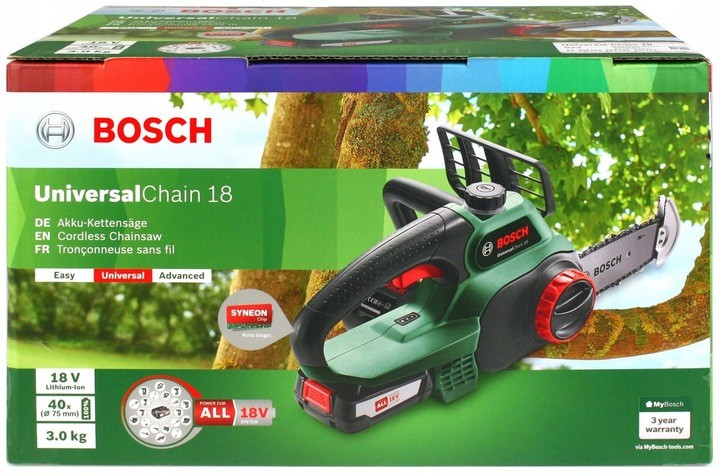 Bosch Home and Garden Tronçonneuse sans Fil - Universal Chain 18