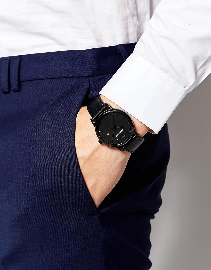 Emporio Armani men's watch Luigi steel black leather AR1732 | Capodagli 1937