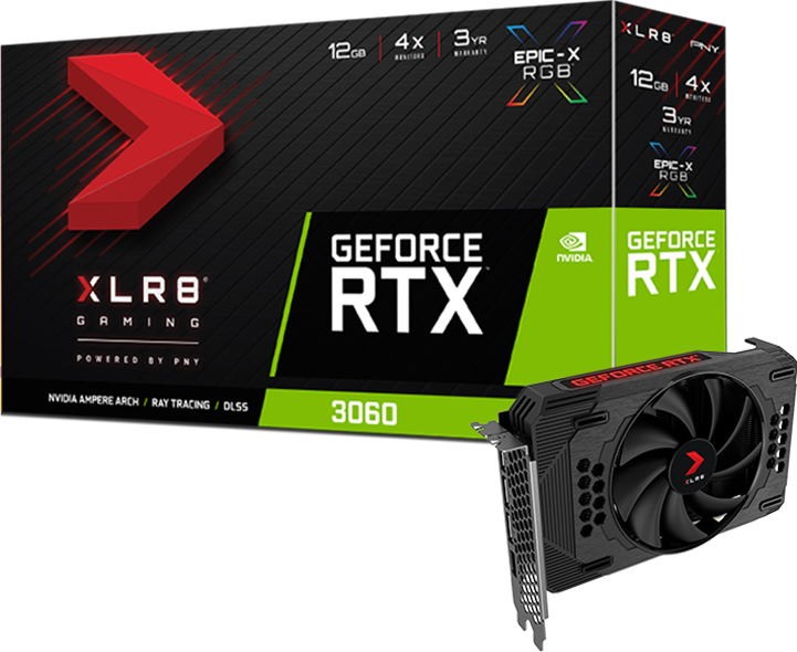 Видеокарта PNY GeForce RTX 3060 12GB XLR8 Gaming REVEL EPIC-X RGB Single (VCG306012SFXPPB)